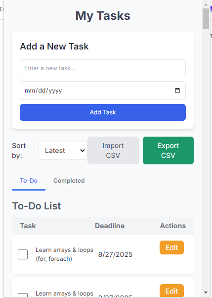 Task Management Extension for Chrome